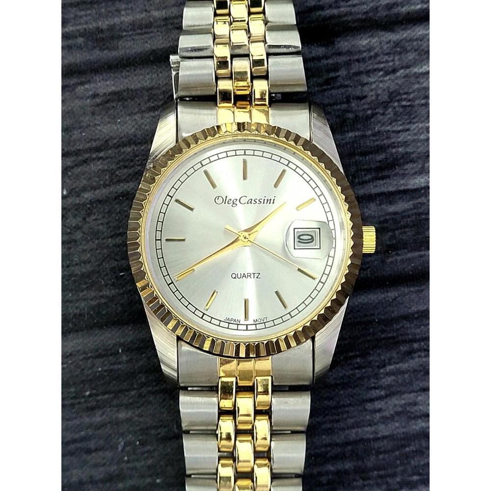 Clean Vintage Oleg Cassini Mens 40th Annv Watch W‎ Box Papers